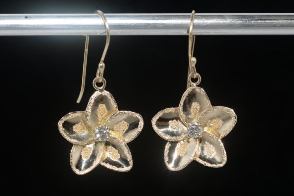 14k Gold Medium Plumeria Earrings