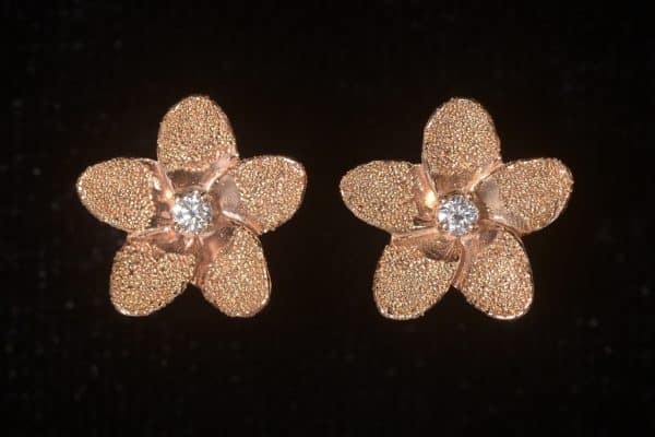 14k Gold XS Plumeria Stud Earrings